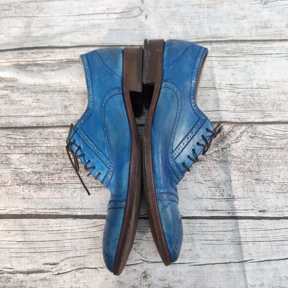 John Fluevog The Gateways Blue Leather Brogue Oxford Dress Shoes – Men’s 10.5 - Picture 9 of 12